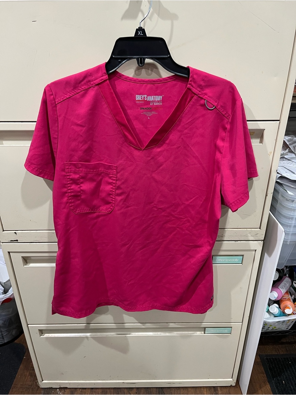 Grey's Anatomy Bright Pink V-Neck Scrub Top